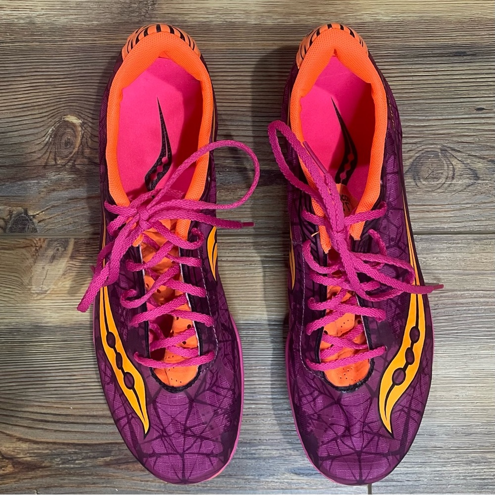 Saucony Women's Shay XC4 Flat Racing Shoe Size 9.5 Raspberry Pink Orange NWOT - Picture 7 of 12